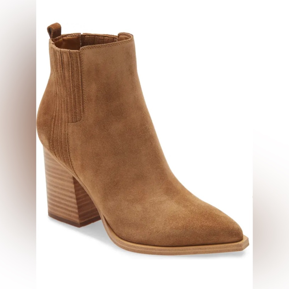 Marc Fisher LTD Oshay Pointed Toe Boot Bootie Natural Brown Tan